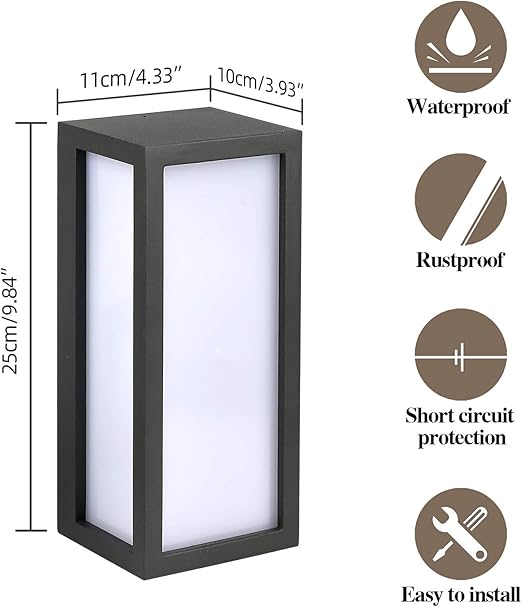 "Anthracite Grey Outdoor Wall Light – IP54 Waterproof Aluminium Sconce, E27 Fitting, Max 40W for Exterior Use [Energy Class A+]"