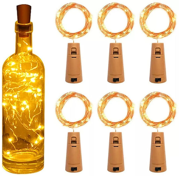 Copper Bottle String Lights LED Warm Fairy Wine Cork Shape 20 Led