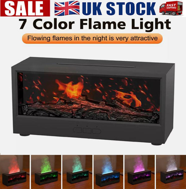 LED Air Diffuser- Fire Place Aroma Oil Humidifier Fireplace Flame Effect Home Relaxing Diffuser