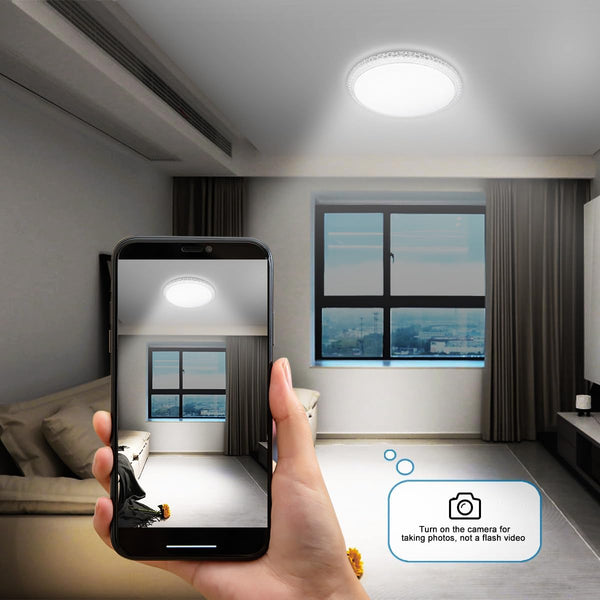 24W Dimmable LED Ceiling Light with Remote, 2000K Nightlight, 3000K–6500K Adjustable, Round White Flush Mount (33CM) for Bedroom, Bathroom, Kitchen, Living Room, Kids’ Room