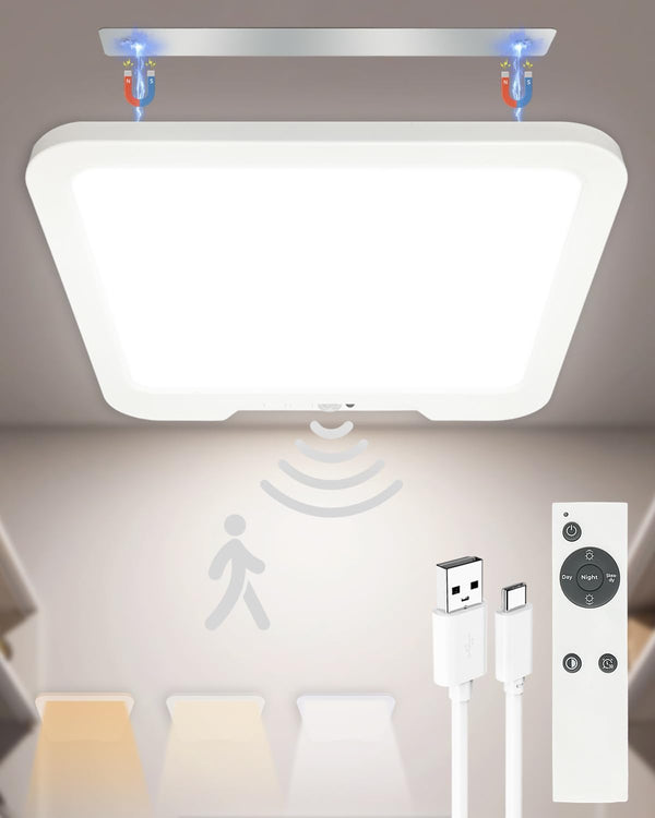 Rechargeable LED Ceiling Light Motion Sensor with Remote 7500mAh