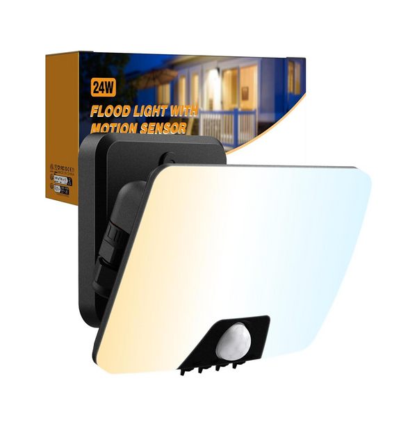 24W PIR LED Outdoor Security Light with Adjustable Colour