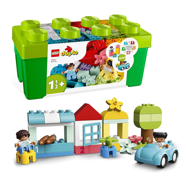 Brick Box Educational Stacking Toy Set with Number Bricks, Car and Figures