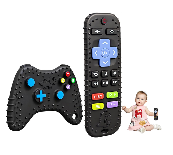 2 Pack Baby Teething Toys Remote and Game Controller Shape for 3–6 Months