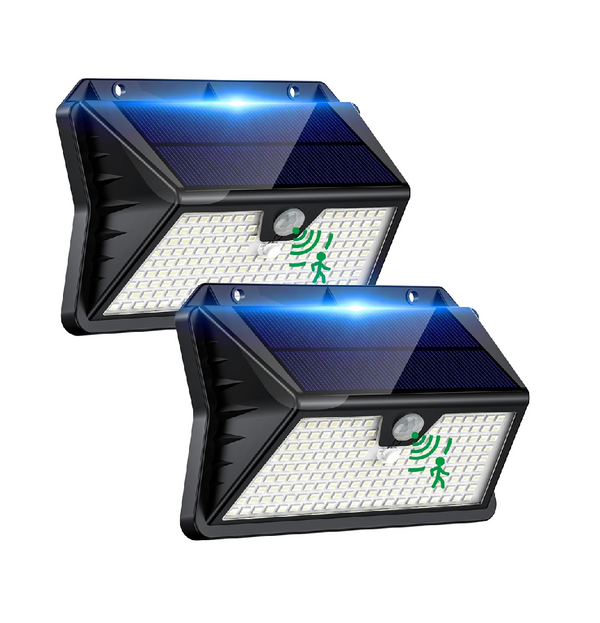 185 LED Solar Motion Sensor Security Lights Outdoor (2 Pack)