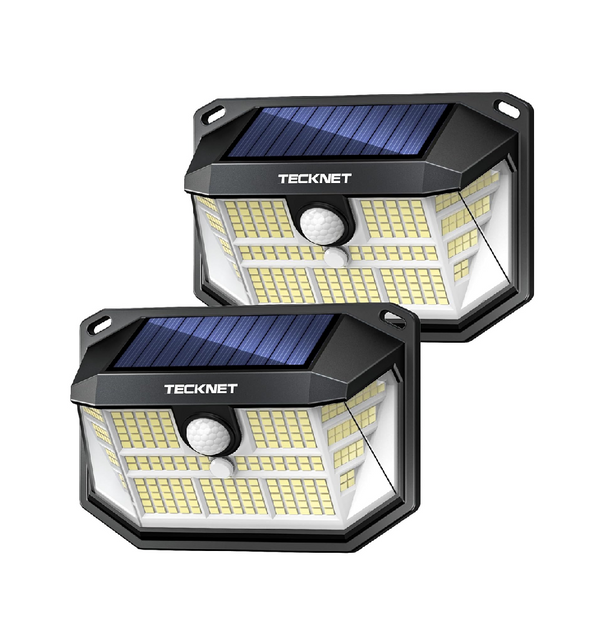 TECKNET 231 LED Solar Security Lights Outdoor (2 Pack)