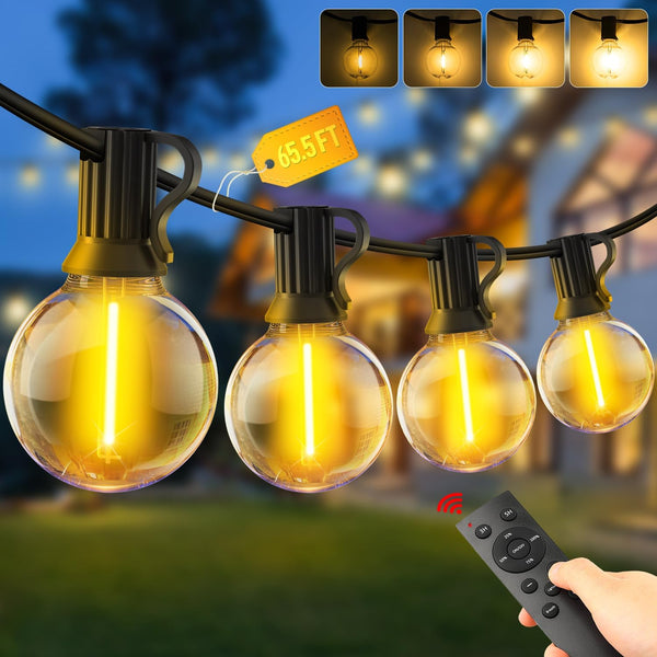 Outdoor G40 Festoon String Lights 20M, Dimmable & Waterproof