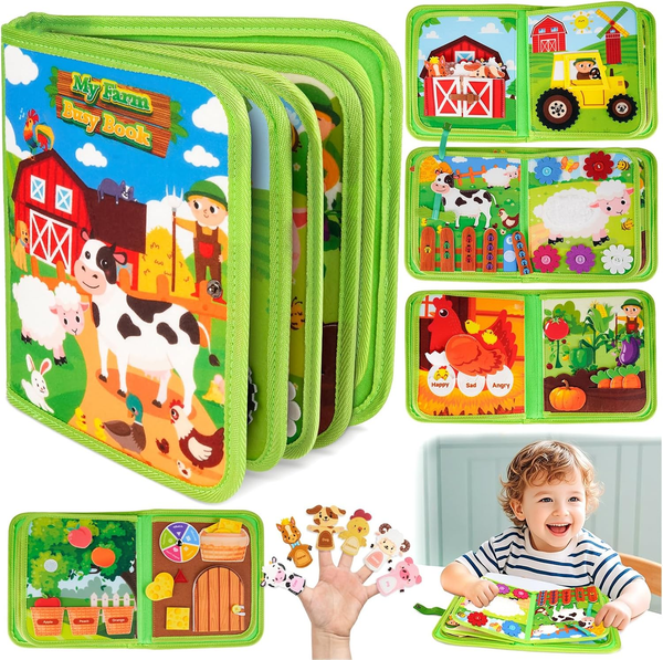 Montessori Animal Farm Busy Board Educational Sensory Toy for Toddlers 1–4
