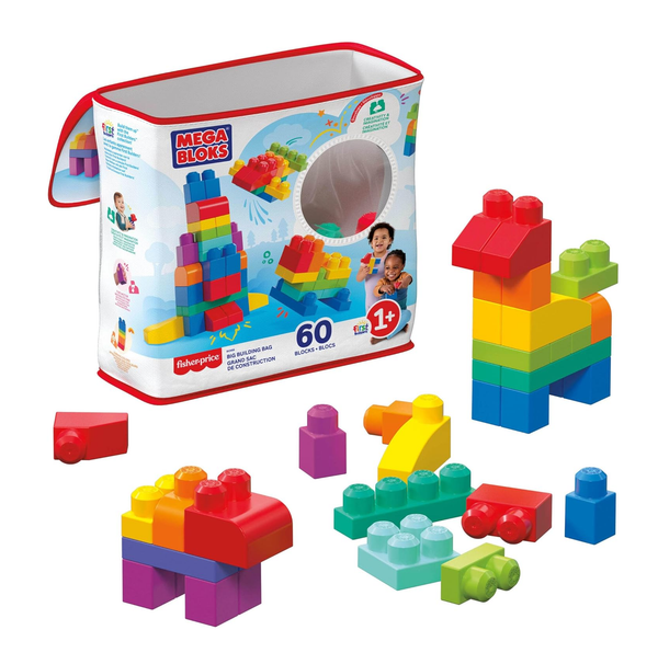 Mega Bloks Big Building Bag with 60 Large Colourful Blocks for Toddlers