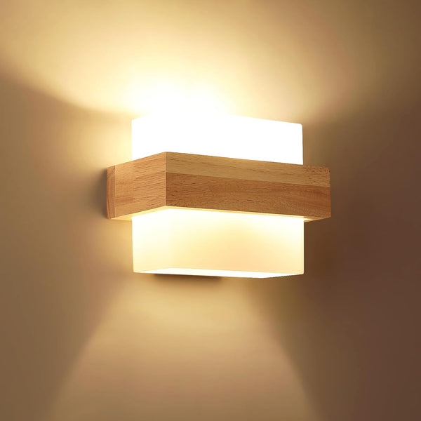 Creative Wooden Glass LED Wall Light Indoor