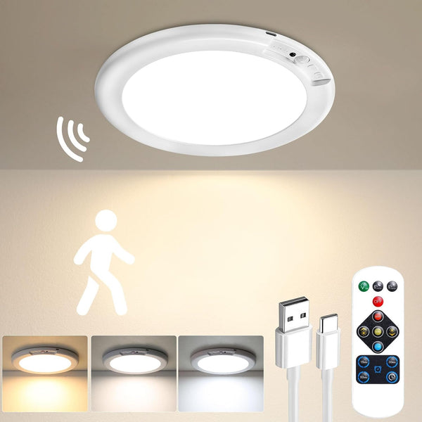 Rechargeable Motion Sensor Ceiling Light with Remote, Magnetic
