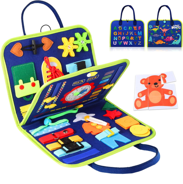 Hooku Montessori Busy Board, Sensory Learning Travel Toy for Toddlers Age 3