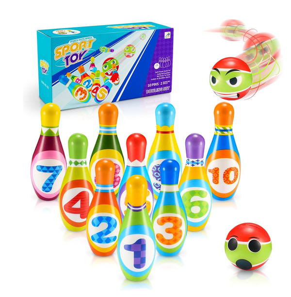 Kids Bowling Set for Toddlers, Indoor Outdoor Learning Toy for Ages 1 to 6