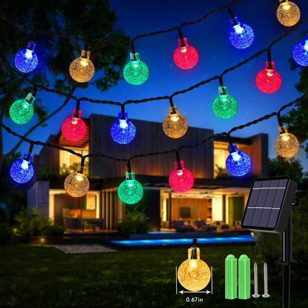 Solar Globe Fairy Lights 59Ft 100 LED Outdoor String