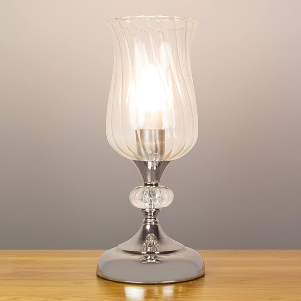 Touch Hurricane Table Lamp with 3-Level Dimming and Chrome Effect Finish