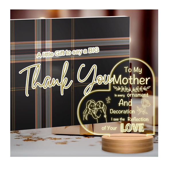 Acrylic Heart Mom Night Light Gift for Mother’s Day, Birthday Home Decor