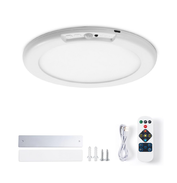 Battery Motion Sensor Ceiling Light, 3-Color Dimmable with Remote