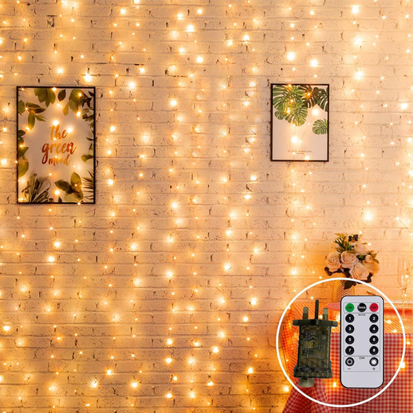 2M x 2M Warm White Curtain Fairy Lights Plug-in