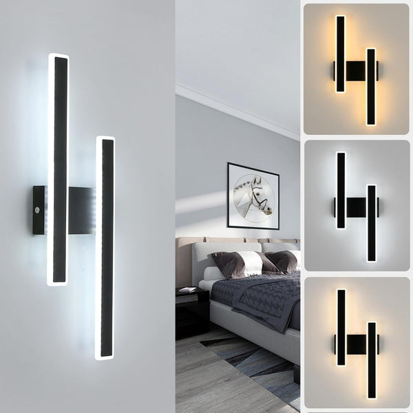 32W Modern Black LED Wall Light, Adjustable Color