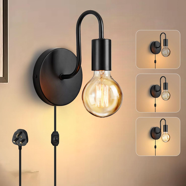 Black Wall Sconce with Dimmer Switch