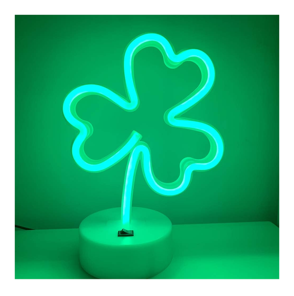 Shamrock LED Neon Sign Light, Green USB/Battery Operated Decorative Lamp