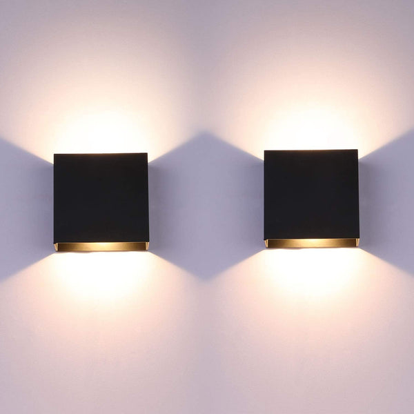 2 Pack Modern Up Down LED Wall Lights Black