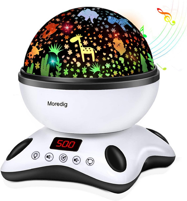 Baby Projector Night Light with Music, Remote and Timer, 8 Light Modes Black