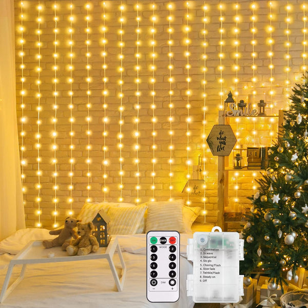 Battery Operated Curtain Fairy String Lights Cool White