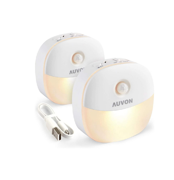 AUVON USB Rechargeable Motion Sensor Night Light, 2 Pack