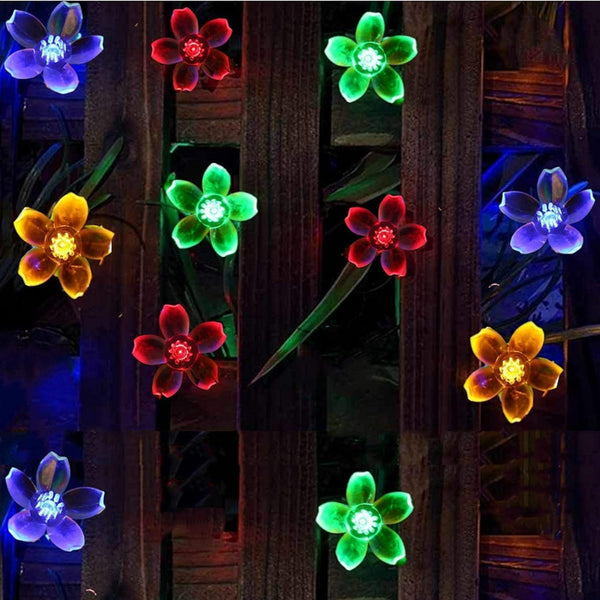 Solar String Lights Garden 50 LED Blossom Multi-Colour