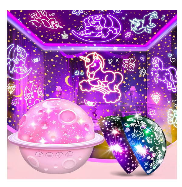 Unicorn Star Projector Night Light for Girls, Baby Kids Bedroom Sensory Lamp
