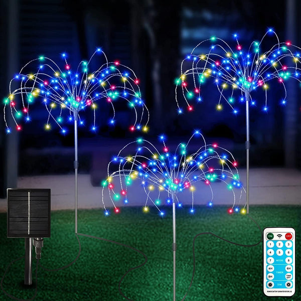 Solar Firework Garden Lights Outdoor 3 Pcs with Remote Control
