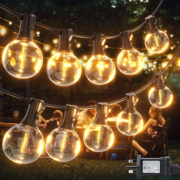 Outdoor G40 Festoon String Lights 100Ft, Dimmable & Waterproof