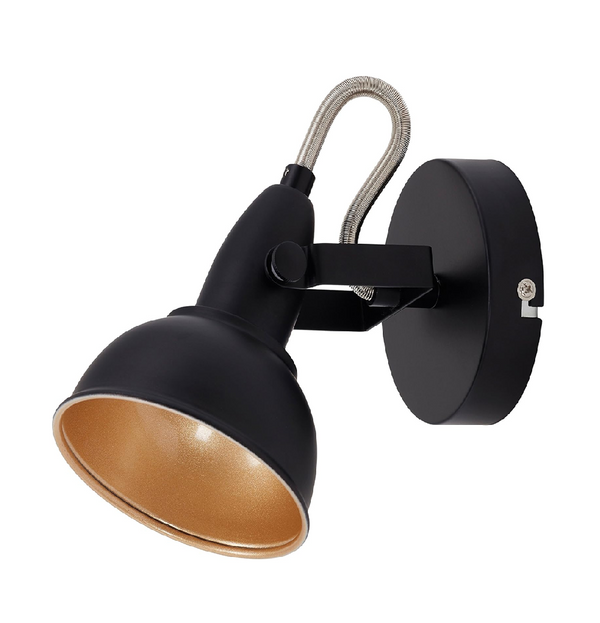 Adjustable Vintage Black-Gold Wall Light with E14 Socket