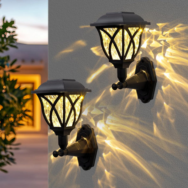 Solar Lights Outdoor Garden Waterproof Decorative Wall Lamps 2 Pack