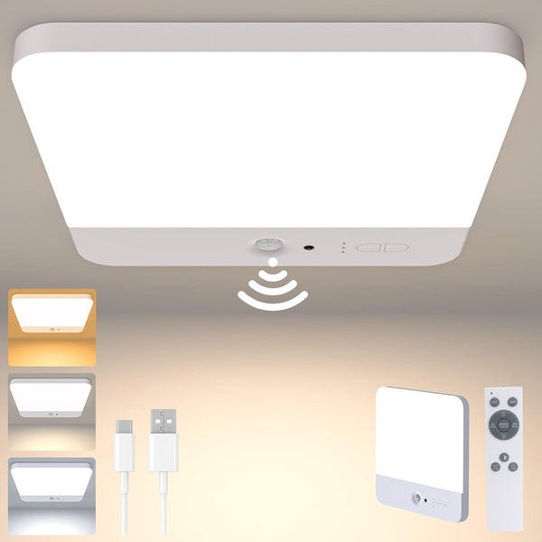 Rechargeable Motion Sensor LED Ceiling Light with Remote