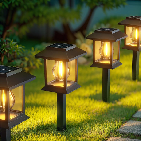 Solar Garden Lights Outdoor 4 Pack Waterproof Pathway Lamps