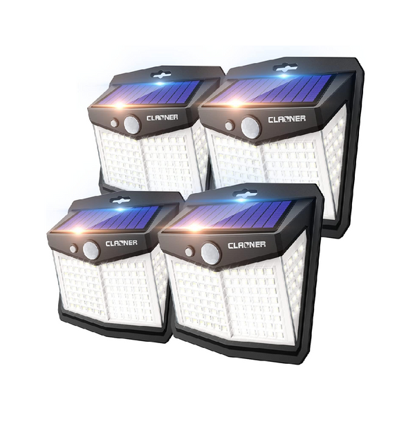 128 LED Solar Security Lights Outdoor 4 Pack Motion Sensor