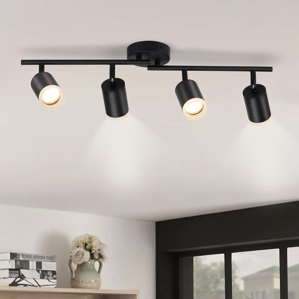 6 Way Black LED Ceiling Spotlight Bar GU10 Rotatable