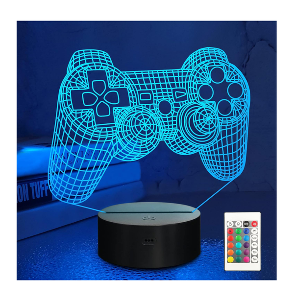 3D Gamepad Illusion Lamp Remote Control, 16-Color Changing Night Light