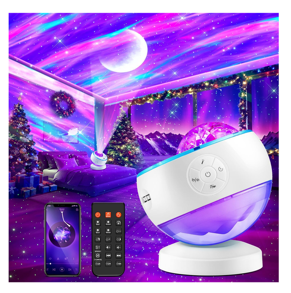 Galaxy Star Projector with Moon, Bluetooth, White Noise and Remote, 16 Colours