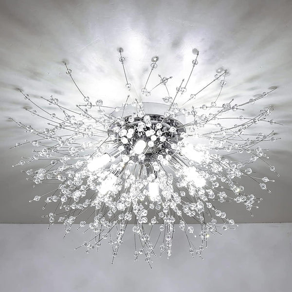 Modern Crystal Fireworks Ceiling Light 6 G9 Chrome Fixture