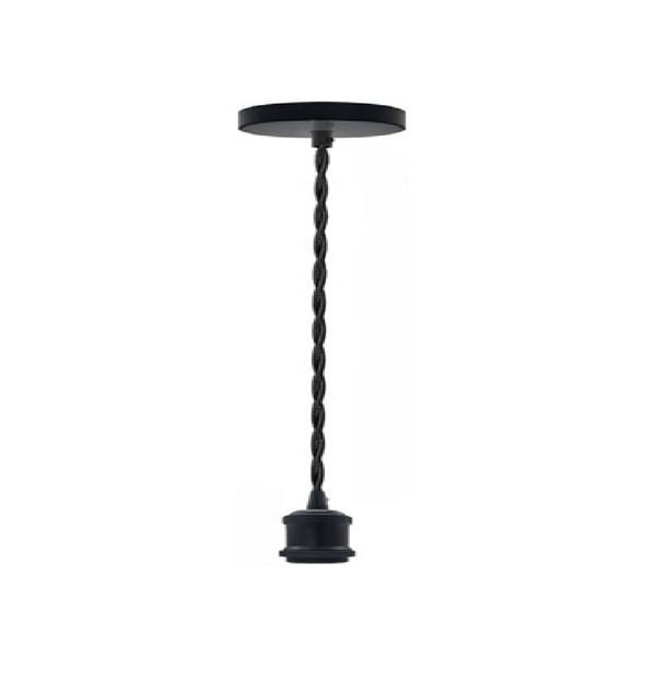 Vintage Matt Black E27 Pendant Light with 1m Cable
