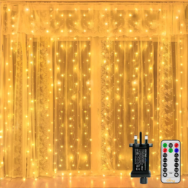 300LED 3x3M Curtain String Lights with Remote & Timera