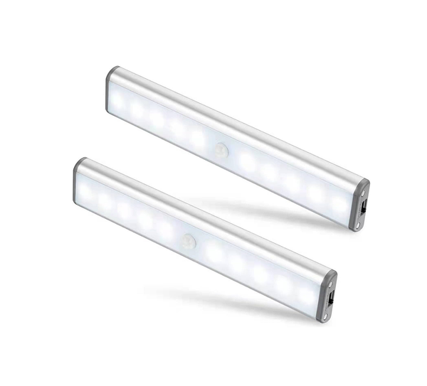 10 LED Motion Sensor Closet Lights, Rechargeable Magnetic Under Cabinet Lamp 2 Pack