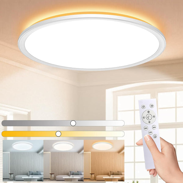 24W Dimmable LED Ceiling Light with Remote, 3 Color Modes