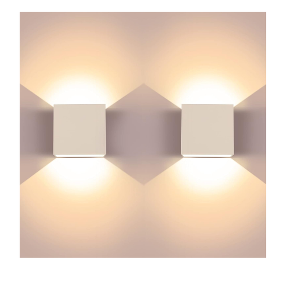 2-Pack Modern LED Up Down Wall Lights, 6W 3000K Aluminum Indoor Sconces