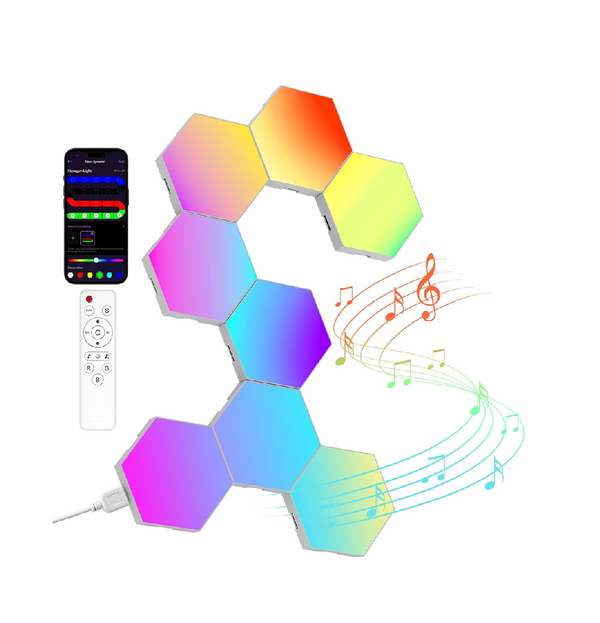Kangtaixin RGB Hexagon LED Wall Light Panels, 8 Pack