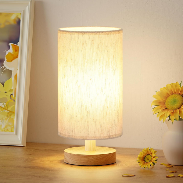 Beside Table Lamp for Bedroom & Living Room, Small Lamp with Button Switch