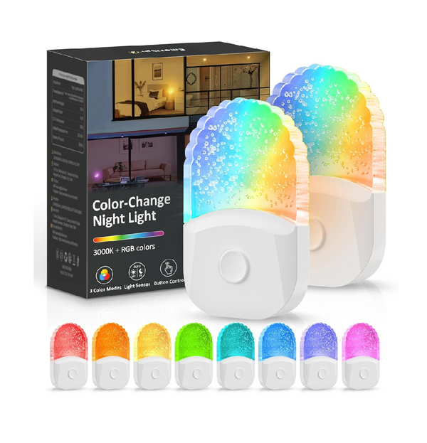 EmeritPro Plug-in Night Light with Warm White & RGB Modes
